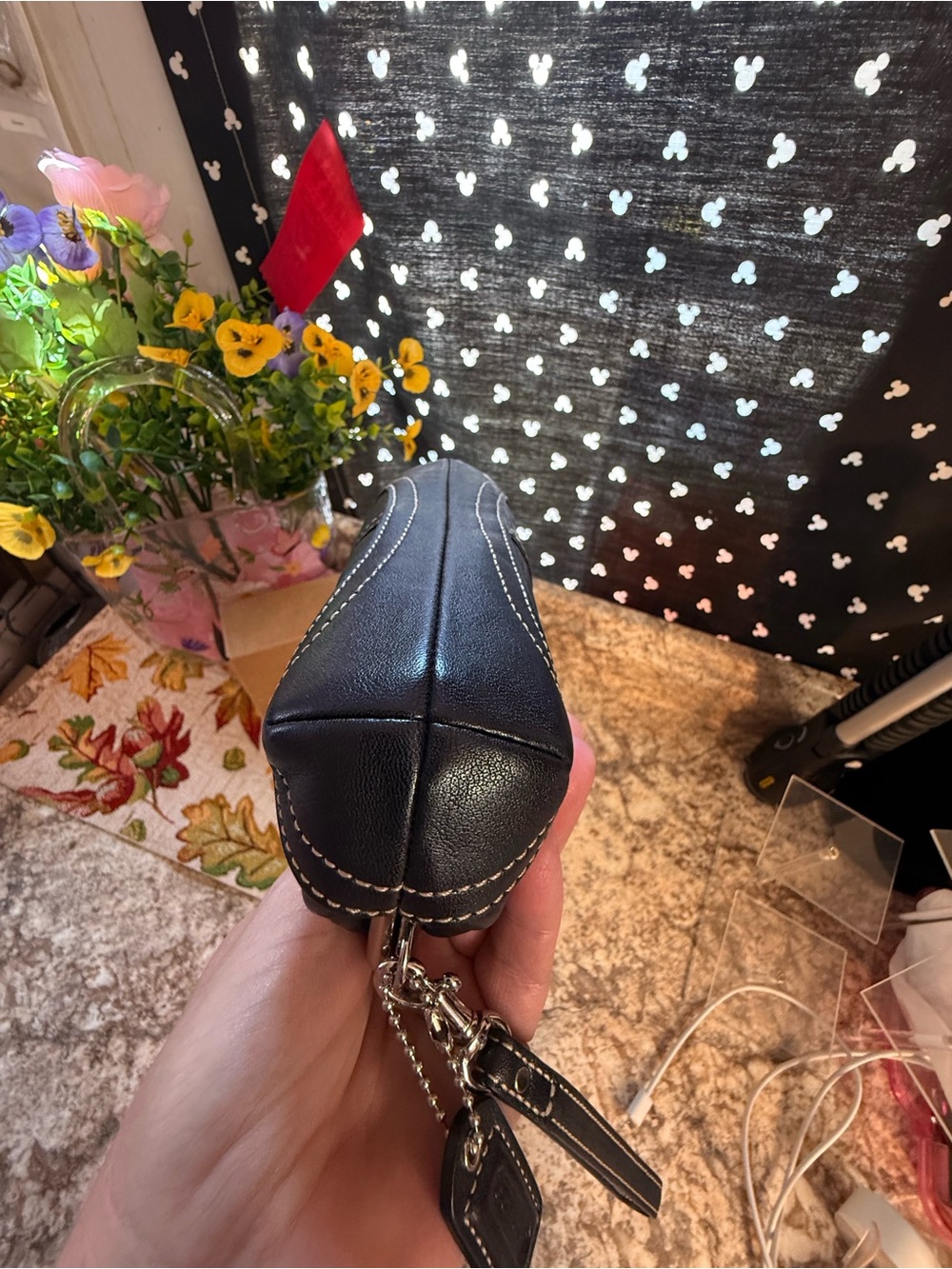 Coach Black Leather Kisslock Wristlet Clutch - Picture 6 of 7